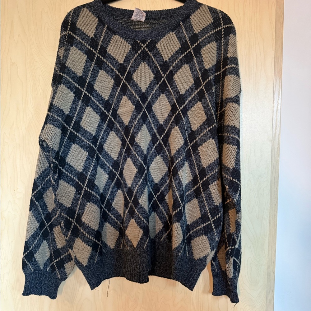 Vintage Y2K grandpa core print sweater
